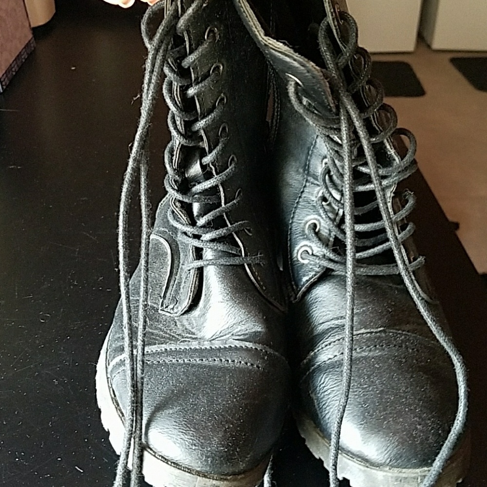 Black combat boots size 6 womens